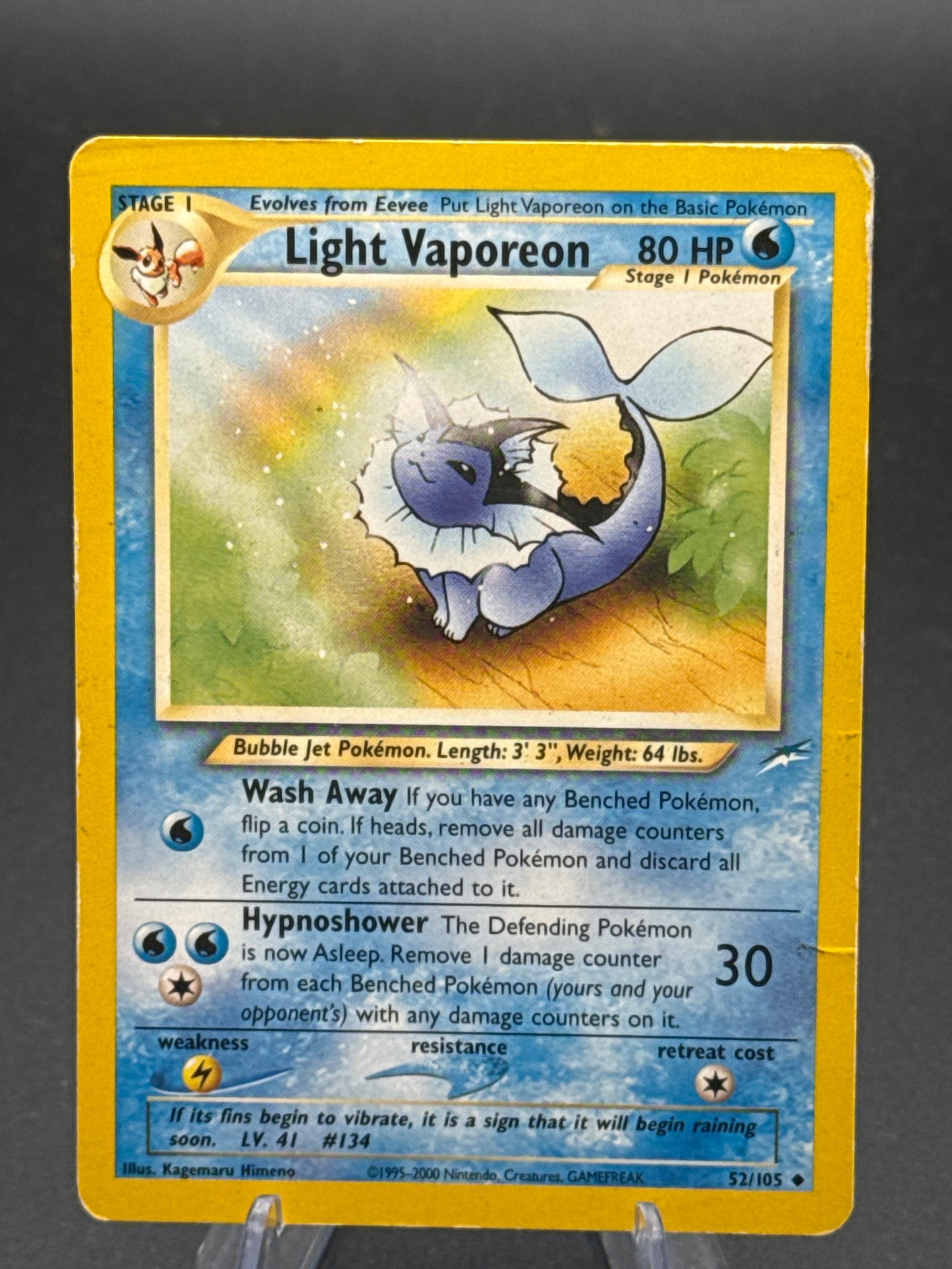 Pokémon TCG: 2002 Light Vaporeon 52/105 Neo Destiny Unlimited (Damage)
