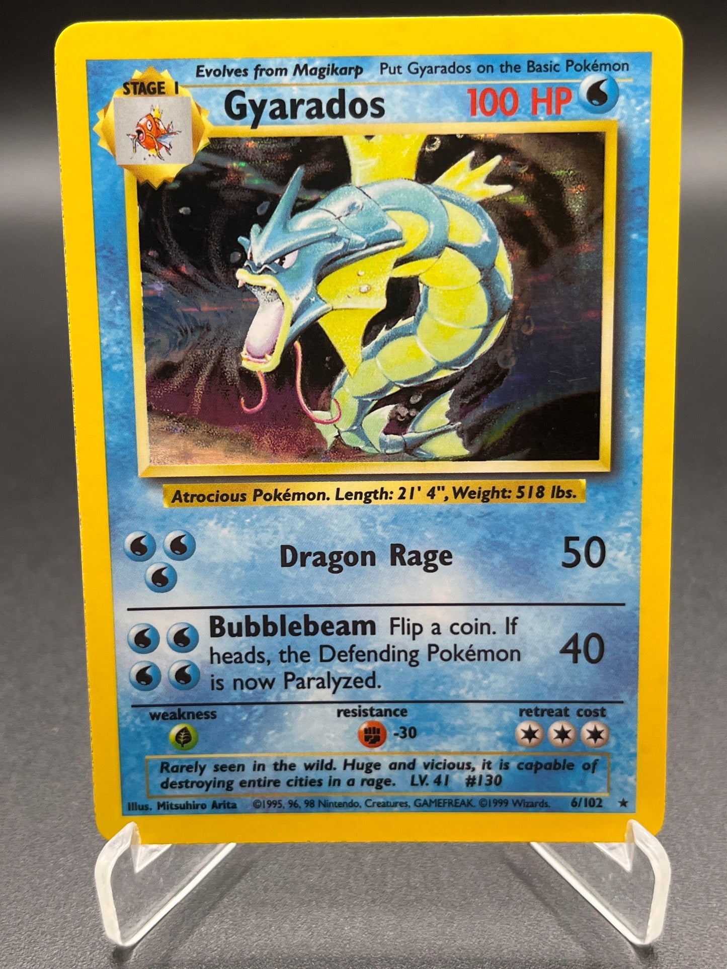 Pokémon TCG: 1999 Gyarados 6/102 Base Set Holo