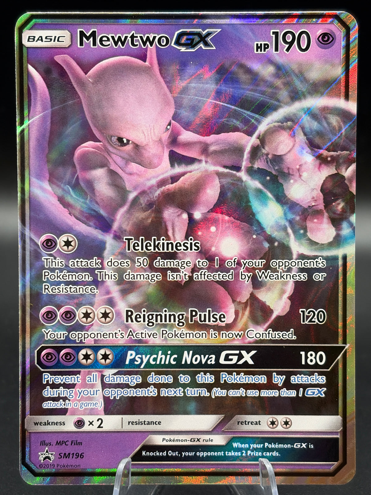 Pokemon TCG 2019 Mewtwo GX SM196 Sun & Moon Promo (Lightly Played)
