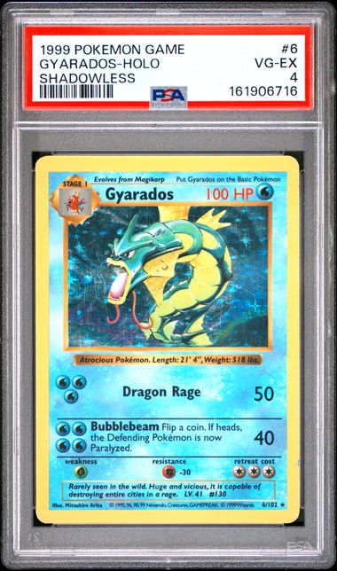 PSA 4 Pokemon TCG - 1999 Gyarados 6/102 - Shdaowless Base