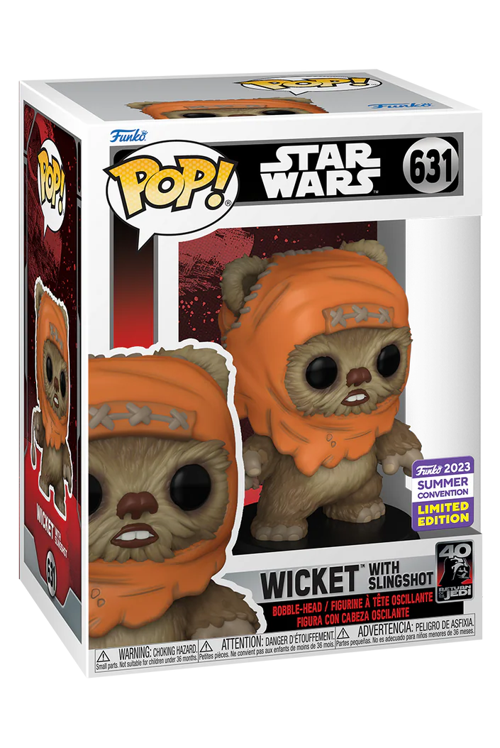 Funko PoP! STAR WARS: Wicket with Slingshot 631 (2023 Summer Convention Limited Edition)