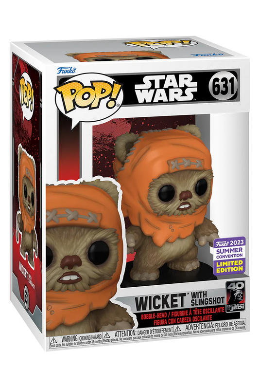 Funko PoP! STAR WARS: Wicket with Slingshot 631 (2023 Summer Convention Limited Edition)