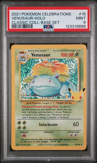 PSA 9 Pokémon TCG: 2021 Venusaur 15/102 Celebration Classic Collection Base Set