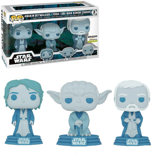 Funko PoP! Star Wars: Anakin Skywalker/ Yoda / OBI-Wan Kenobi (Endor) (3 Pack Amazon Exclusive Glow in the Dark)