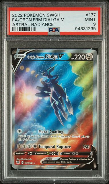 PSA 9 Pokémon TCG 2022 Origin Forme Dialga V 177/189 Astral Radiance Alt Art