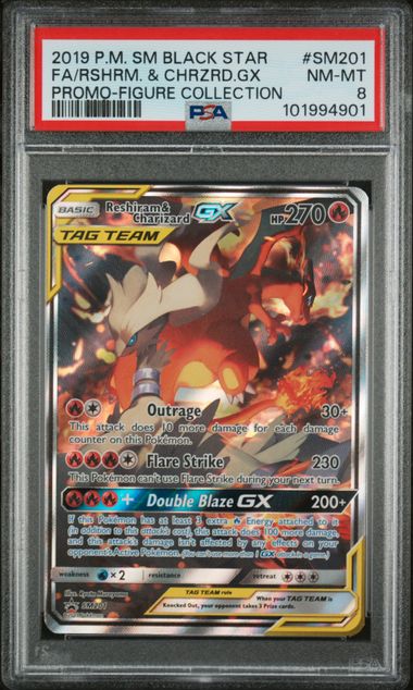 PSA 8 Pokémon TCG 2019 Reshiram & Charizard GX - SM201 - SM201 - SM Promos