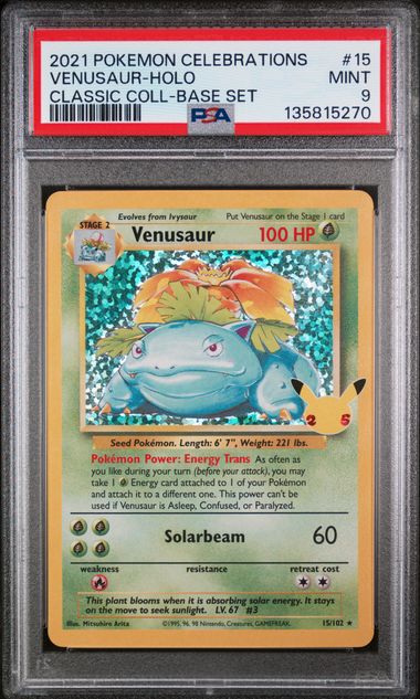 PSA 9 Pokémon TCG: 2021 Venusaur 15/102 -  Celebrations Classic Collection