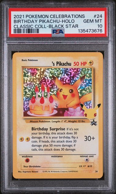 PSA 10 Pokémon TCG: 2021 Birthday Pikachu 24 - Celebrations: Classic Collection