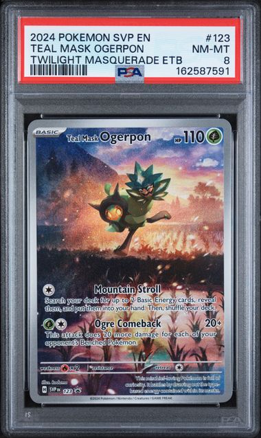 PSA 8 Pokémon TCG: 2024 Teal Mask Ogerpon 123 - Twilight Masquerade