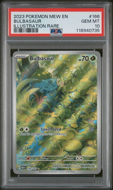 PSA  10 Pokémon TCG: 2023 POKEMON MEW EN-151 #166 BULBASAUR ILLUSTRATION RARE