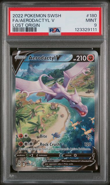 PSA 9 Pokémon TCG: 2022 Aerodactyl V 180/196 SWSH: Lost Origin