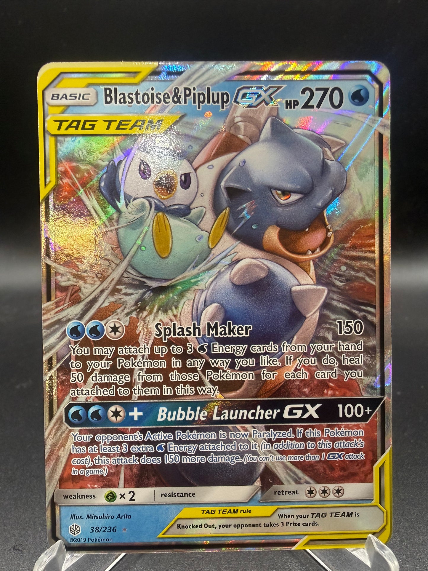 Pokémon TCG: 2019 Blastoise & Piplup GX 38/236 S&M Cosmic Eclipse