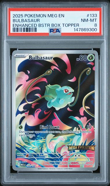 PSA 8 Pokemon TCG: 2025 Bulbasaur 133/132 - Mega Evolution Stamped