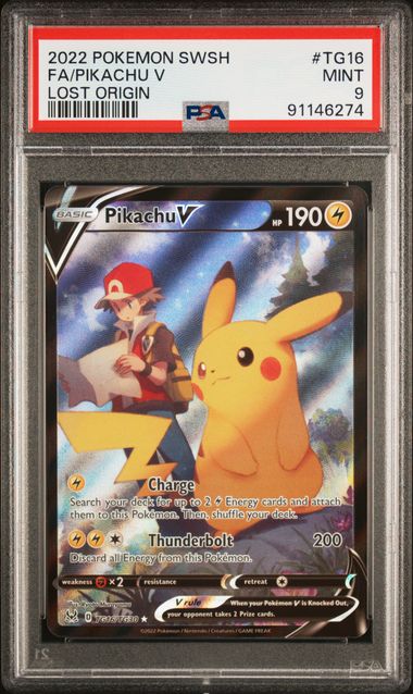 PSA 9 Pokémon TCG: 2022 Pikachu V TG16/TG30 Lost Origin Trainer Gallery