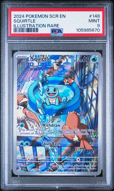 PSA 9 Pokémon TCG: 2024 Squirtle 148/142 SV: Stellar Crown Illustration Rare