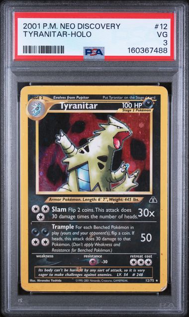 PSA 3 Pokémon TCG: 2001 Tyranitar 12/75 Neo Discovery
