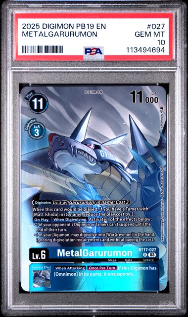 PSA 10 Digimon TCG: 2025 MetalGarurumon BT17-027 Omnimon Binder Set