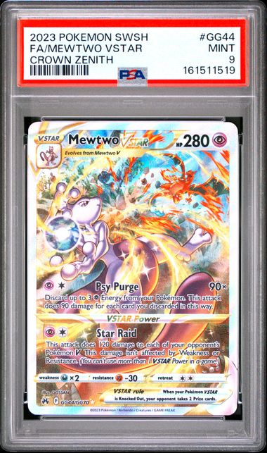 PSA 9 Pokémon TCG: 2023 Mewtwo Vstar - GG44/TG70 - SS: Crown Zenith
