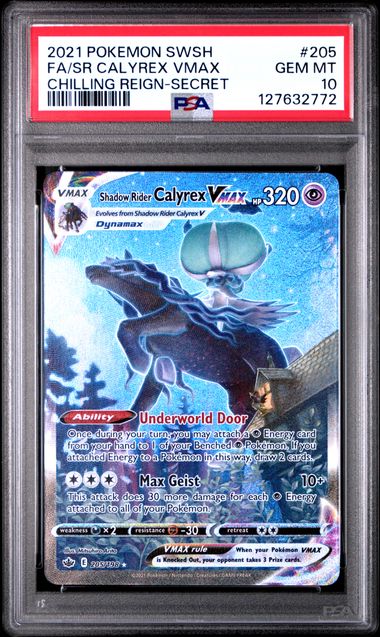 PSA 10 Pokémon TCG: 2021 Shadow Rider Calyrex Vmax - Chilling Reign - Secret 205/198