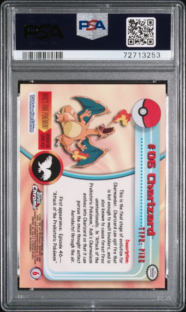 PSA 9 Pokémon TCG: 2000 Charizard #6 Topps Chrome Pokemon TV