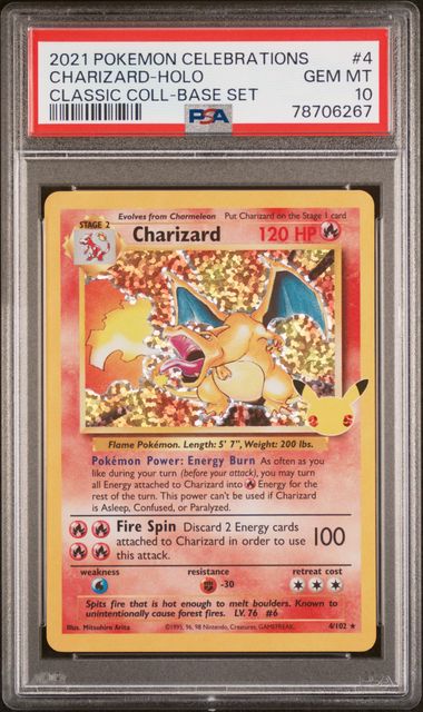 PSA 10 Pokémon TCG: 2021 Charizard 4/102 Celebrations Holo