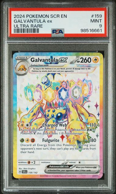 PSA 9 Pokémon TCG: 2024 Galvantula ex - 159/142 - Stellar Crown Ultra Rare