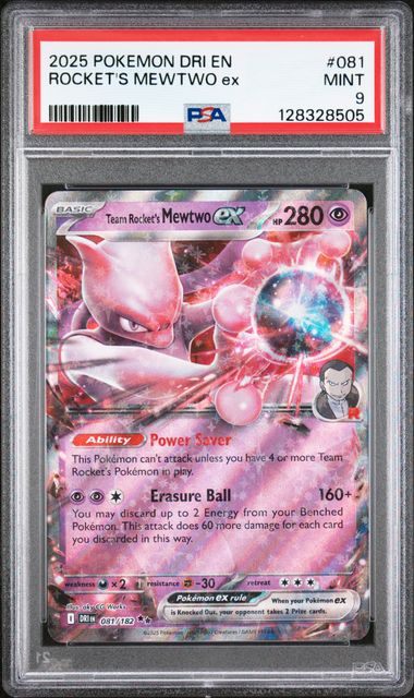 PSA 9 Pokémon TCG: 2025 Team Rocket's Mewtwo ex - 081/182 - SV10: Destined Rivals
