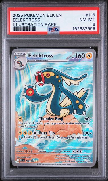 PSA 8 Pokémon TCG: 2025 Eelektross 115/086 SV: Black Bolt