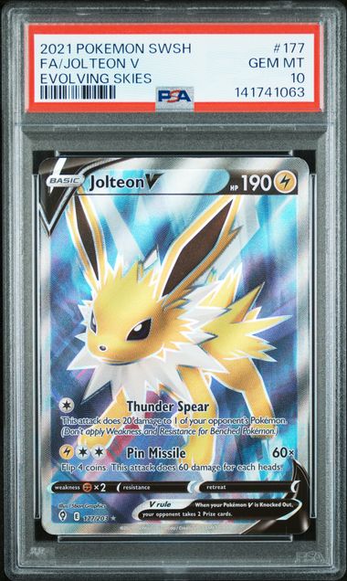 PSA 10 Pokémon TCG: 2021 Jolteon V 177/203 - Evolving Skies Full Art