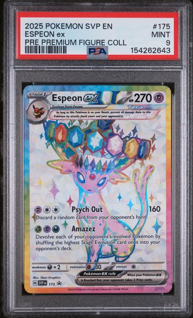 PSA 9: Pokémon TCG - 2025 POKEMON SVP EN-SV BLACK STAR PROMO #175 ESPEON ex PRE PREMIUM FIGURE COLL