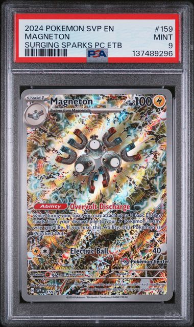 PSA 9 Pokémon TCG: 2024 Magneton #159 SV: Surging Sparks Pokémon Center Promo