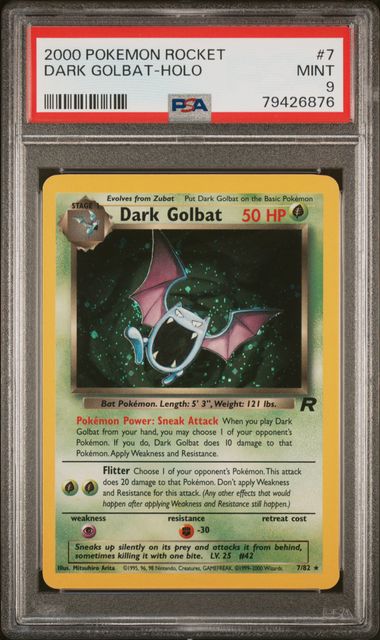 PSA 9 Pokémon TCG: 2000 Dark Golbat 7/82 Team Rocket Holo