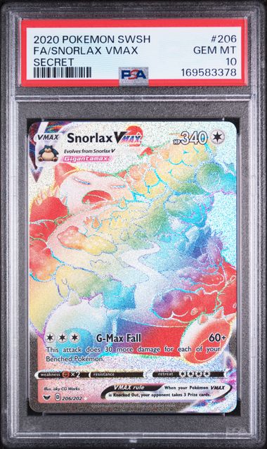 PSA 10 Pokemon TCG: 2020 Snorlax Vmax 206/202 Sword & Shield