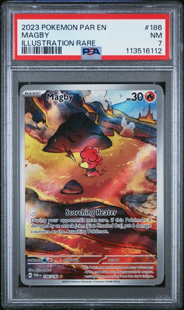PSA 7 Pokémon TCG: 2023 Magby - 186/182 - SV: Paradox Rift