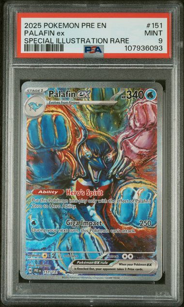 PSA 9 Pokémon TCG: 2025 Palafin ex - 151/131 - SV: Prismatic Evolutions
