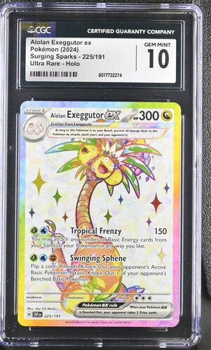 CGC 10 Pokémon TCG: 2024 Alolan Exeggutor ex - 225/191 - SV08: Surging Sparks