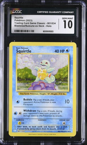 CGC 10 Pokemon TCG: 2023 Squirtle 001/034 Blastoise/Suicune ex Deck Holo