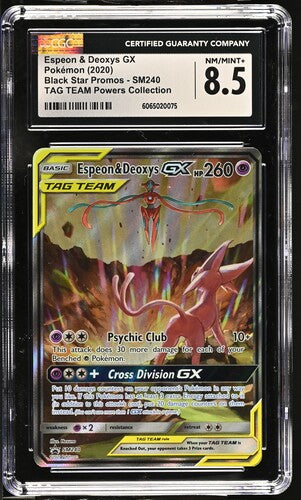 CGC 8.5 Pokémon TCG: 2020 Espeon & Deoxys GX SM240 Black Star Promos