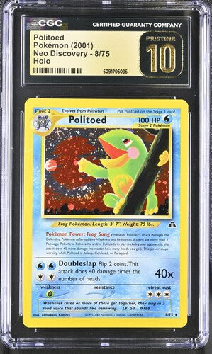 CGC 10 Pokémon TCG: 2001 Politoed 8/75 Neo Discovery Holo