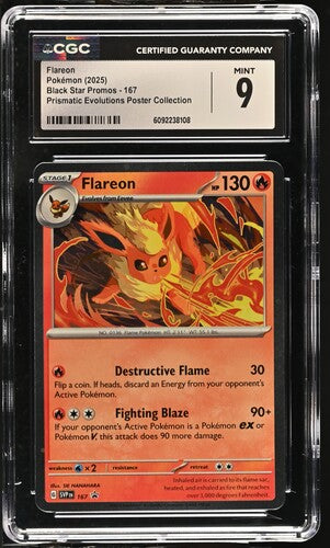CGC 9 Pokémon TCG: 2025 Flareon #167 Prismatic Evolution Poster Collection