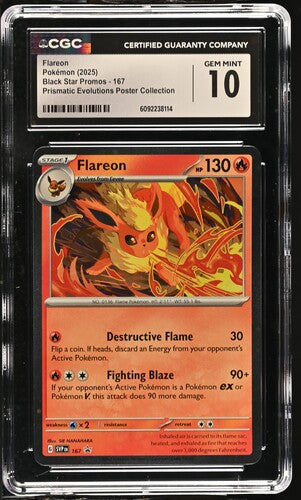 CGC 10 Pokémon TCG: 2025 Flareon #167 Prismatic Evolution Poster Collection
