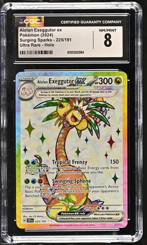 CGC 8 Pokémon TCG: 2024 Alolan Exeggutor ex - 225/191 - SV08: Surging Sparks