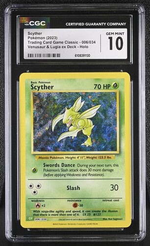 CGC 10 Pokémon TCG: 2023 Scyther - 006/034 - Venusaur & Lugia ex Deck