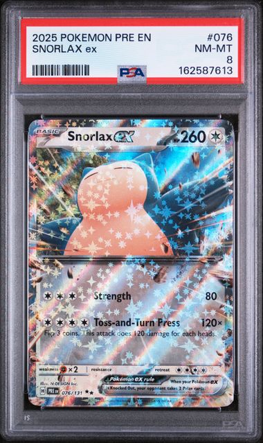 PSA 10 Pokémon TCG: 2025 POKEMON PRE EN-PRISMATIC EVOLUTIONS #076 SNORLAX ex