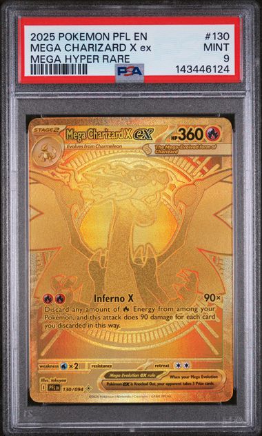 PSA 9 Pokémon TCG: 2025 Mega Charizard X Ex  - 130/094 - MEG: Phantasmal Flames