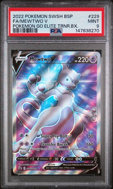 PSA 9 Pokemon TCG:  2022 -  F/A - Mewtwo V- SWSH BSP