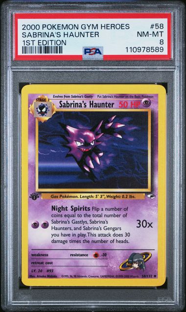 PSA 8 Pokémon TCG: 2000 POKEMON GYM HEROES #58 SABRINA'S HAUNTER 1ST EDITION