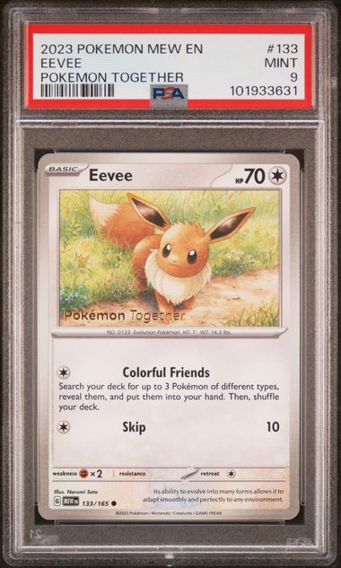 PSA 9 Pokémon TCG: 2023 Eevee 133/165 Pokémon Together promo S&V: 151