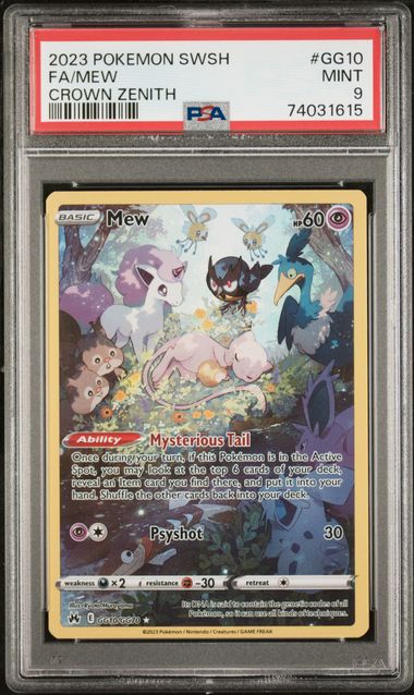 PSA 9 Pokémon TCG: 2023 Mew GG10/GG70 S&S: Crown Zenith