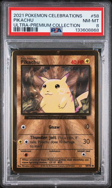 PSA 8 Pokémon TCG: 2021 Pikachu 58/102- Celebrations Ultra Premium Collection